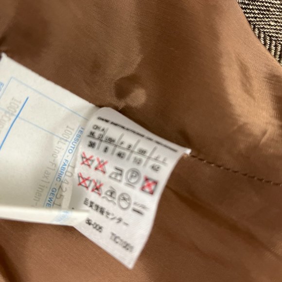 Max Mara herringbone blazer brown tan Italy linen 8 - Picture 8 of 8